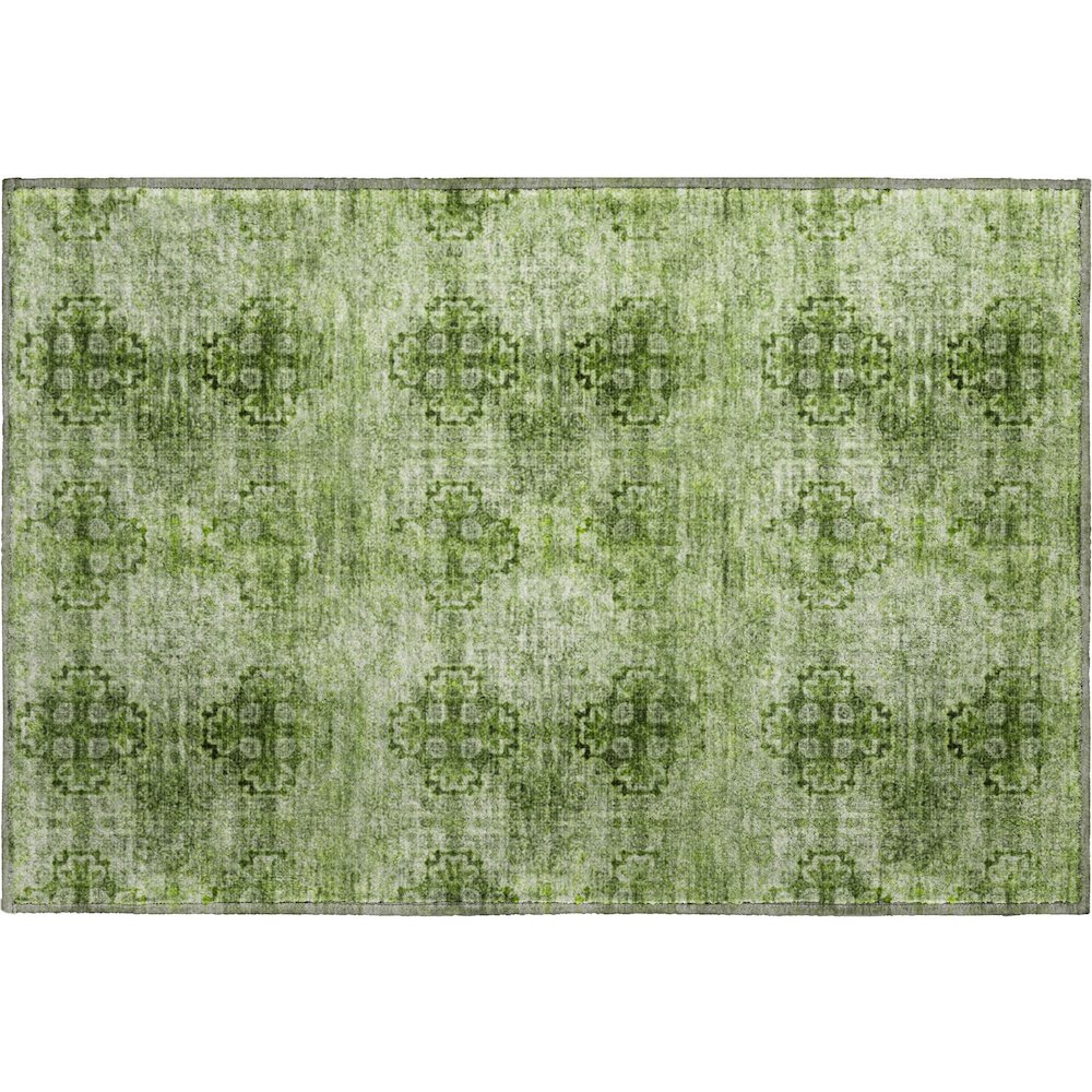 Premium Machine Washable Mayfield  Olive 1'8" x 2'6" Rug. Picture 1
