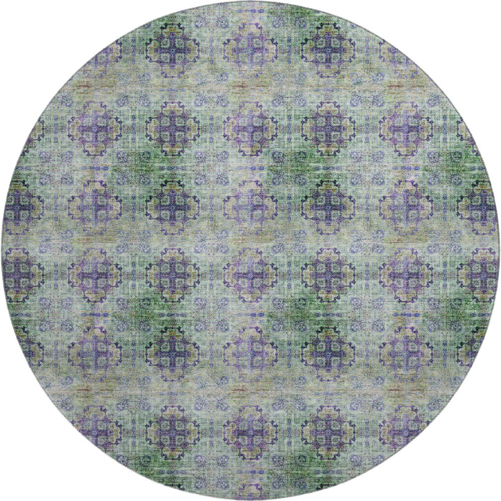 Premium Machine Washable Mayfield  Purple 8' x 8' Round Rug. Picture 1