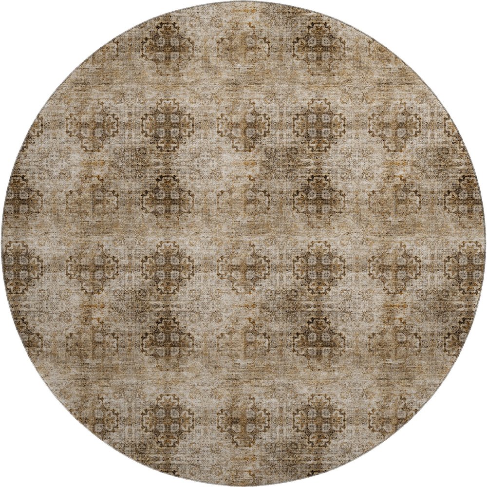 Premium Machine Washable Mayfield  Taupe 8' x 8' Round Rug. Picture 1