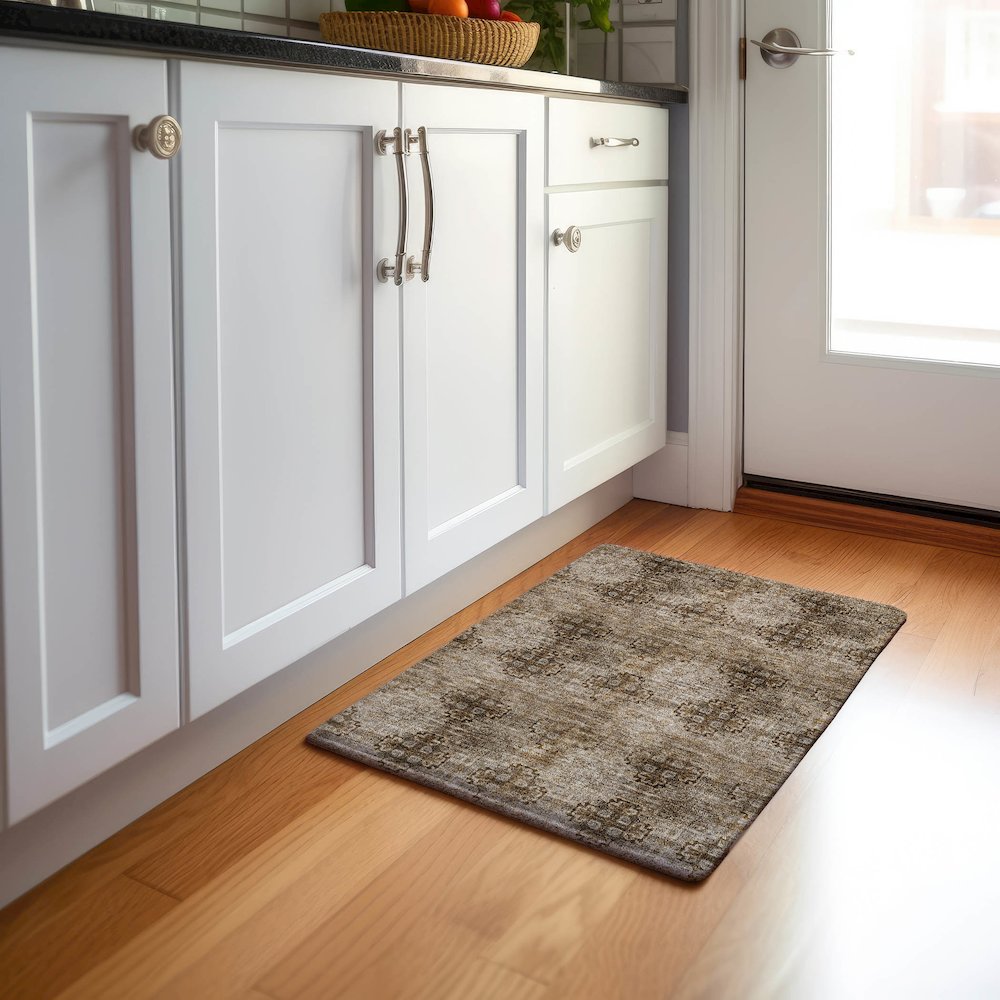 Premium Machine Washable Mayfield  Taupe 1'8" x 2'6" Rug. Picture 5