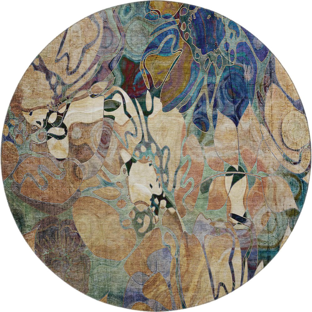 Premium Machine Washable Mayfield  Beige 8' x 8' Round Rug. Picture 1