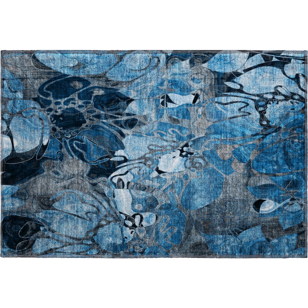 Premium Machine Washable Mayfield  Blue 1'8" x 2'6" Rug. Picture 1