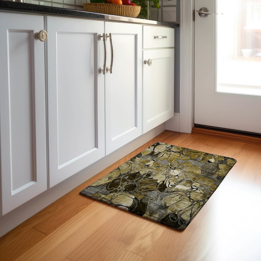 Premium Machine Washable Mayfield  Brown 1'8" x 2'6" Rug. Picture 5
