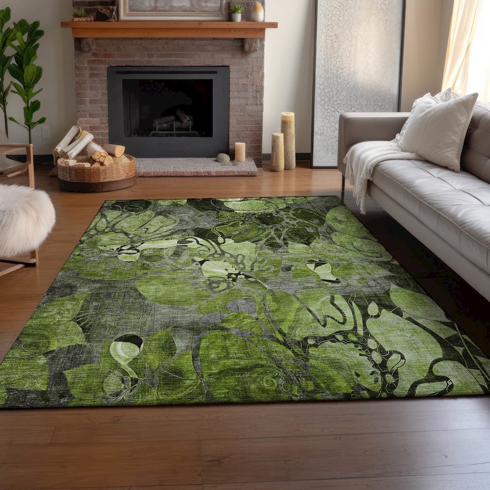 Premium Machine Washable Mayfield  Fern 2'6" x 3'10" Rug. Picture 6