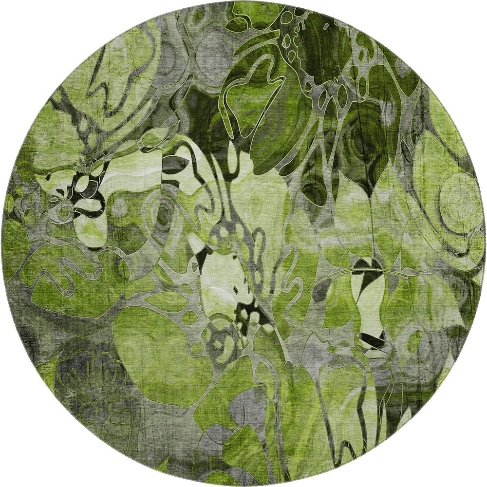 Premium Machine Washable Mayfield  Fern 8' x 8' Round Rug. Picture 1