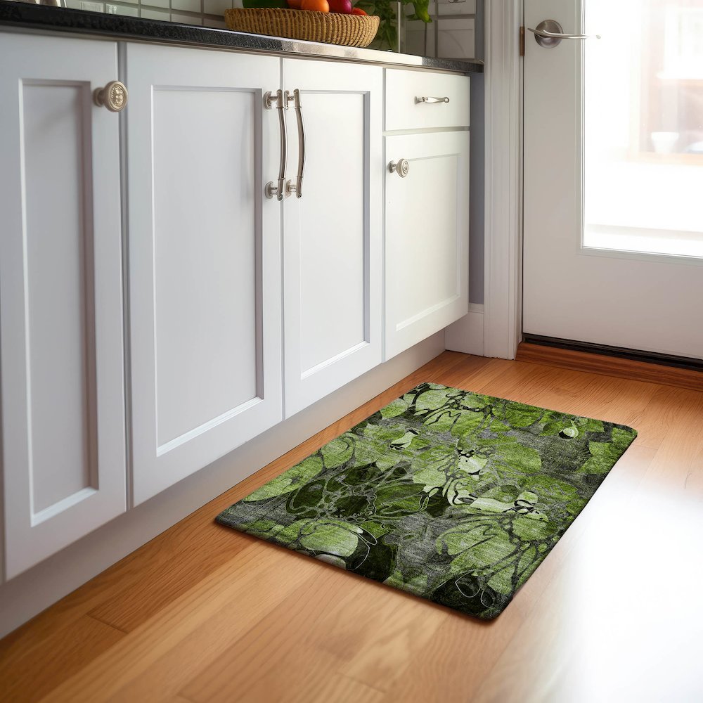 Premium Machine Washable Mayfield  Fern 1'8" x 2'6" Rug. Picture 5