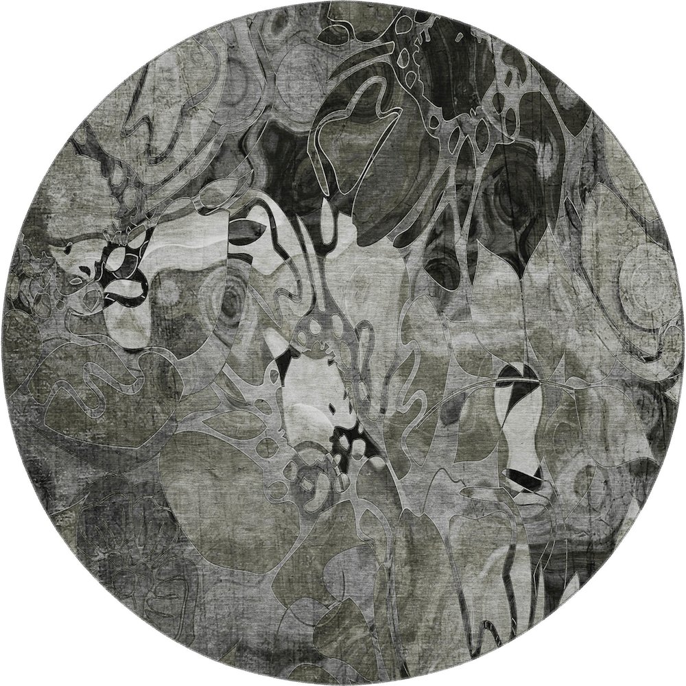 Premium Machine Washable Mayfield  Gray 8' x 8' Round Rug. Picture 1
