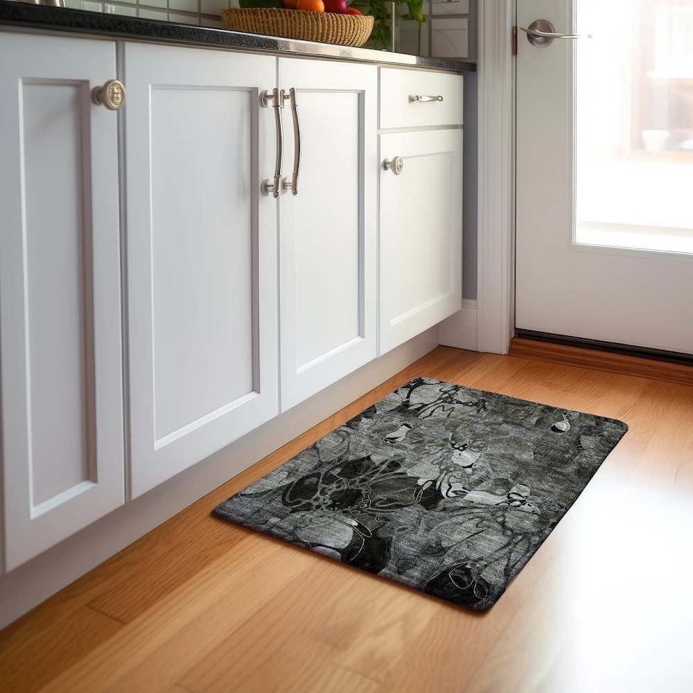 Premium Machine Washable Mayfield  Gray 1'8" x 2'6" Rug. Picture 5