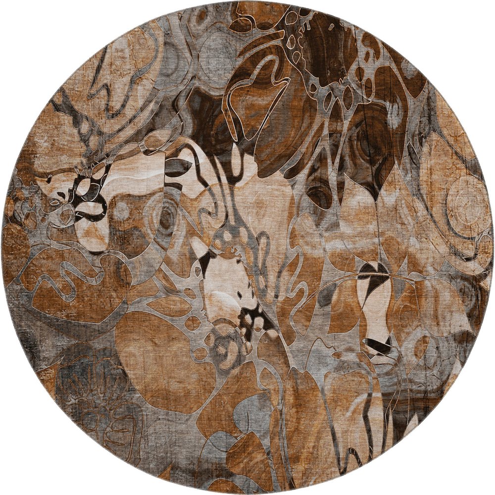 Premium Machine Washable Mayfield  Paprika 8' x 8' Round Rug. Picture 1