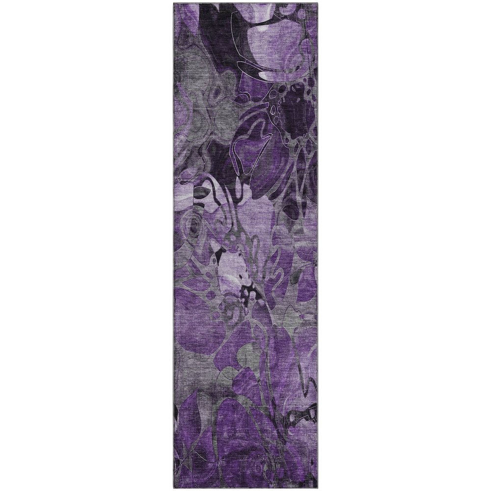 Premium Machine Washable Mayfield  Purple 2'3" x 7'6" Runner Rug. Picture 1