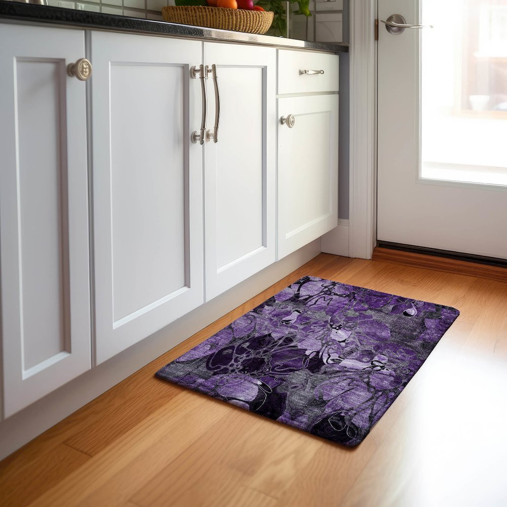 Premium Machine Washable Mayfield  Purple 1'8" x 2'6" Rug. Picture 5