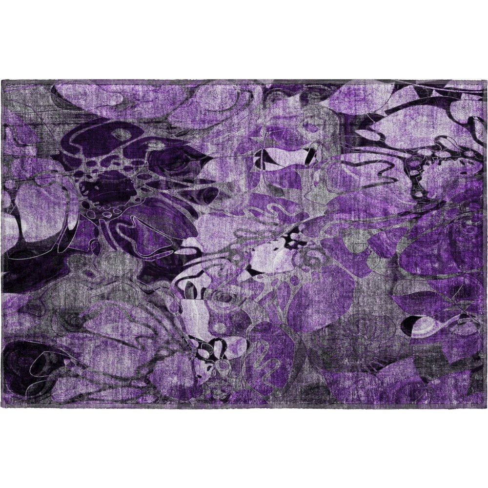 Premium Machine Washable Mayfield  Purple 1'8" x 2'6" Rug. Picture 1