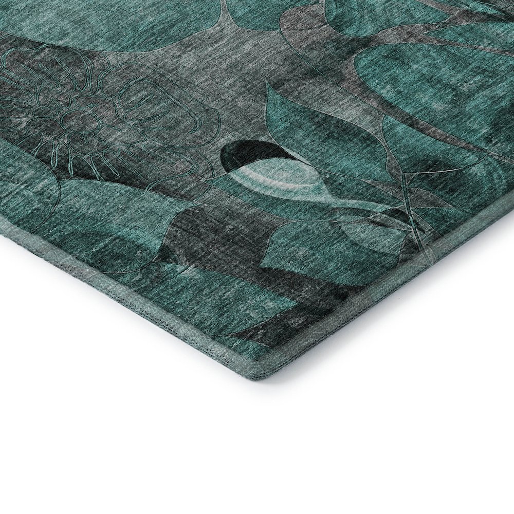Premium Machine Washable Mayfield  Teal 1'8" x 2'6" Rug. Picture 3