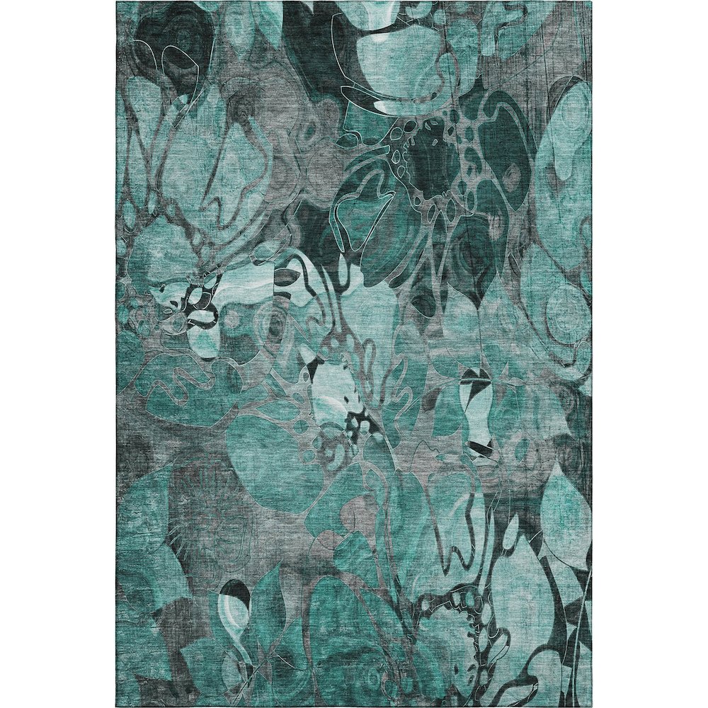 Premium Machine Washable Mayfield  Teal 2'6" x 3'10" Rug. Picture 1