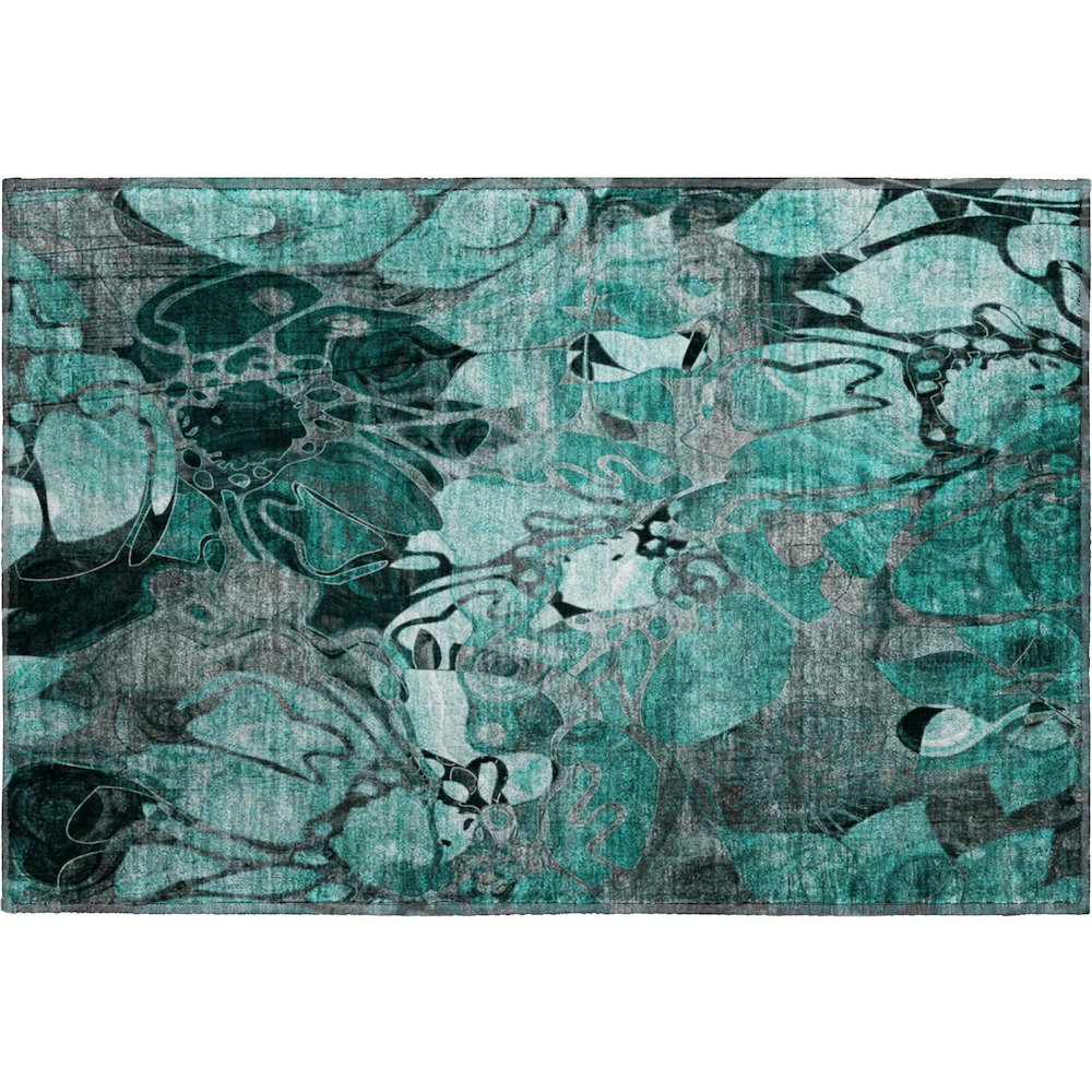 Premium Machine Washable Mayfield  Teal 1'8" x 2'6" Rug. Picture 1