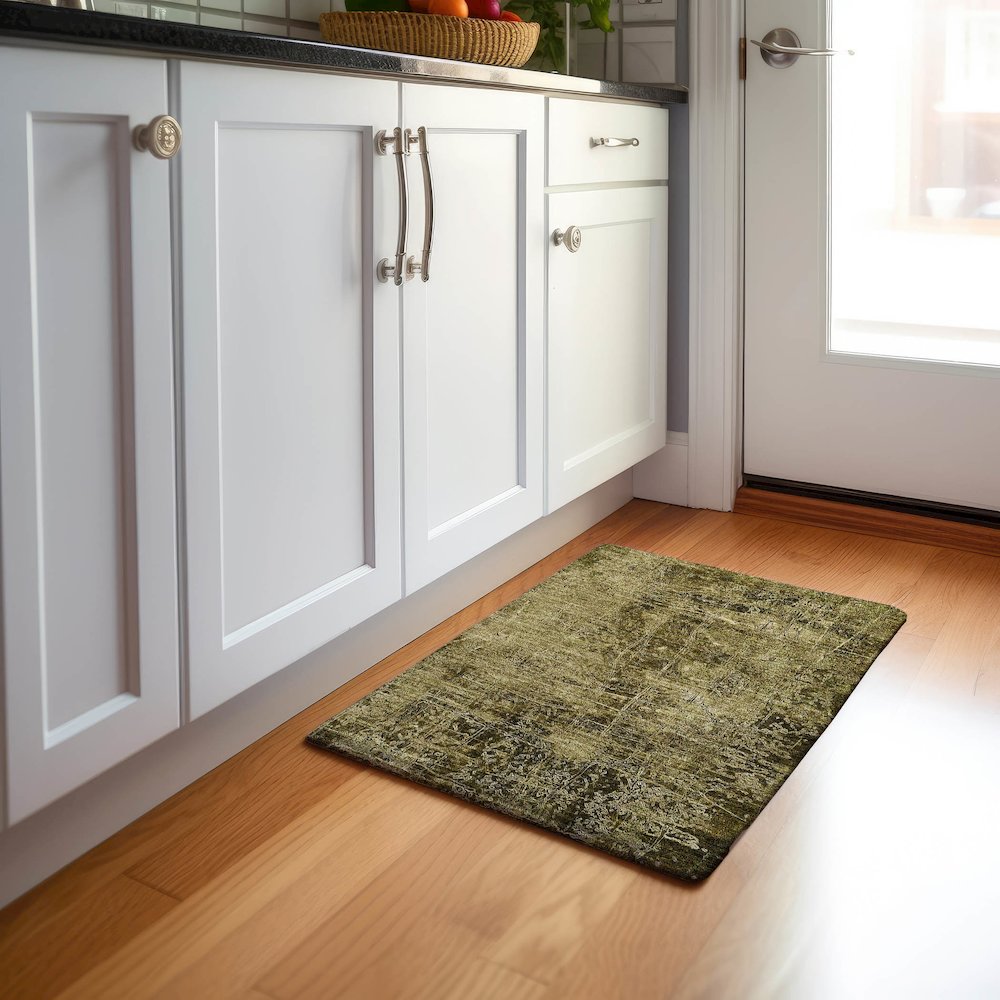 Premium Machine Washable Mayfield  Brown 1'8" x 2'6" Rug. Picture 5