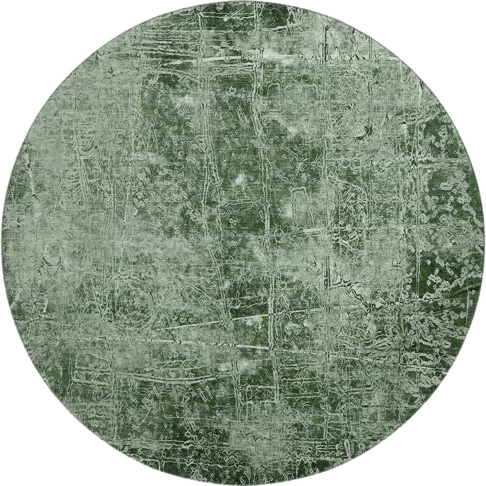 Premium Machine Washable Mayfield  Emerald 8' x 8' Round Rug. Picture 1