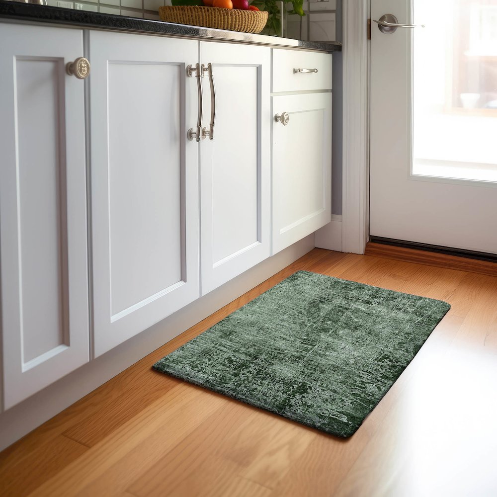 Premium Machine Washable Mayfield  Emerald 1'8" x 2'6" Rug. Picture 5