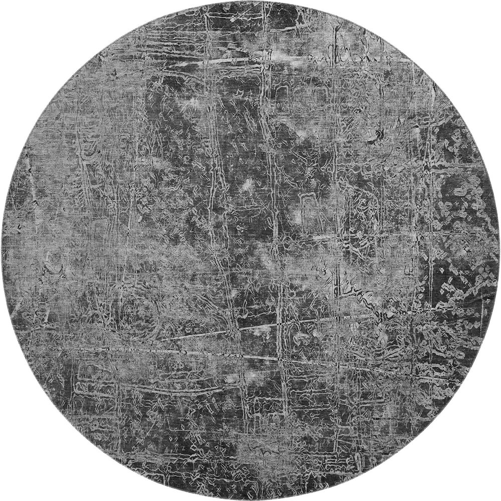 Premium Machine Washable Mayfield  Gray 8' x 8' Round Rug. Picture 1