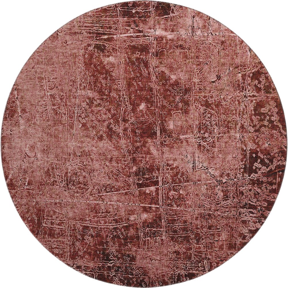 Premium Machine Washable Mayfield  Merlot 8' x 8' Round Rug. Picture 1