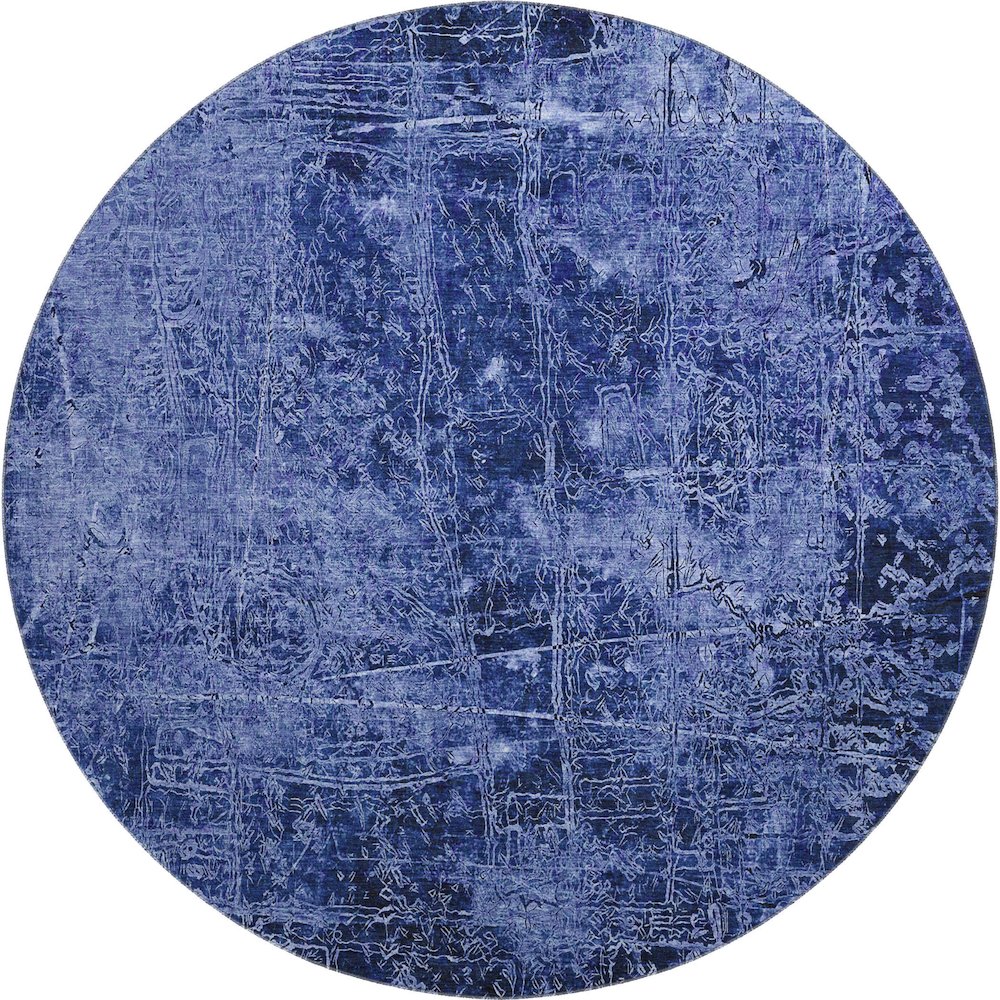 Premium Machine Washable Mayfield  Navy 8' x 8' Round Rug. Picture 1