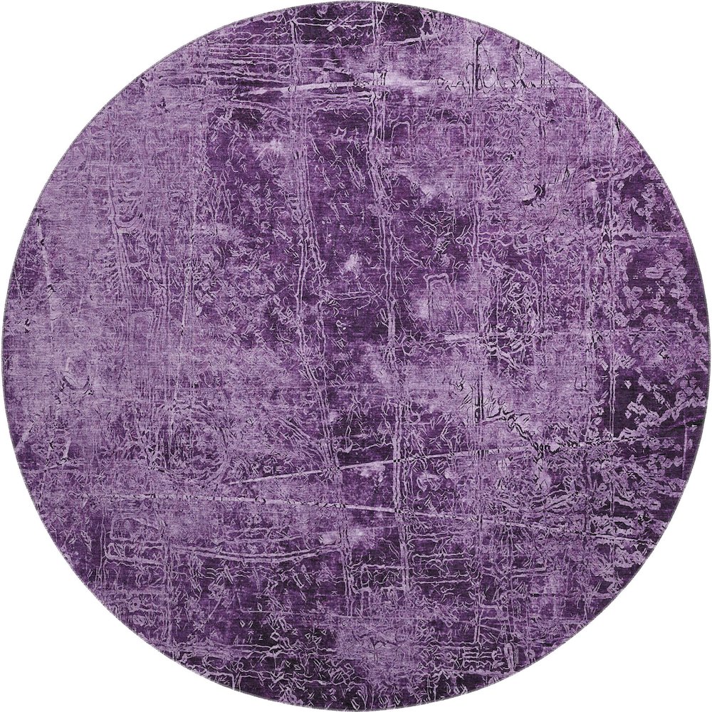 Premium Machine Washable Mayfield  Purple 8' x 8' Round Rug. Picture 1