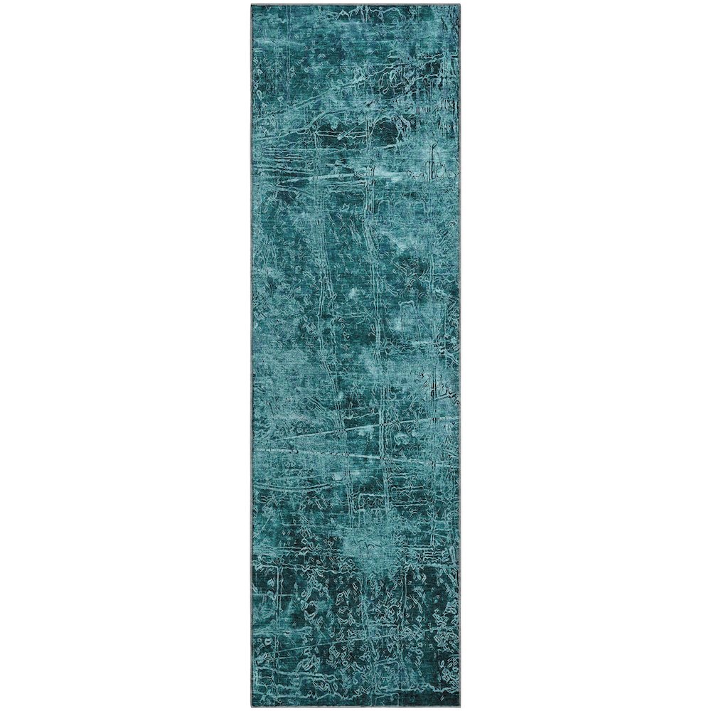 Premium Machine Washable Mayfield  Teal 2'3" x 7'6" Runner Rug. Picture 1