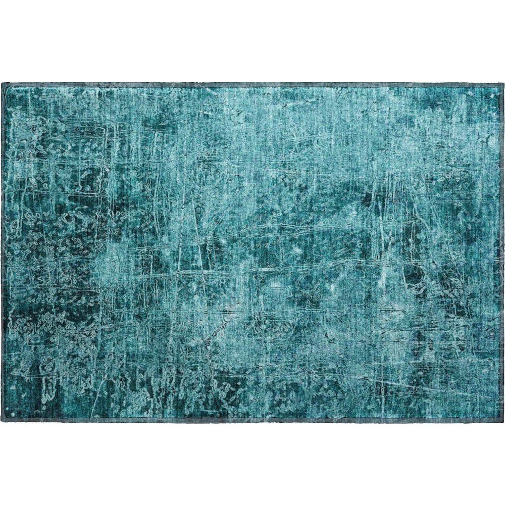 Premium Machine Washable Mayfield  Teal 1'8" x 2'6" Rug. Picture 1