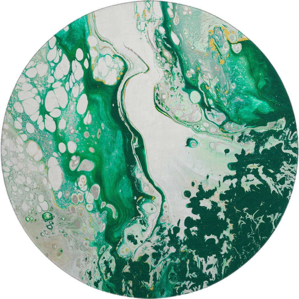 Premium Machine Washable Mayfield  Green 8' x 8' Round Rug. Picture 1