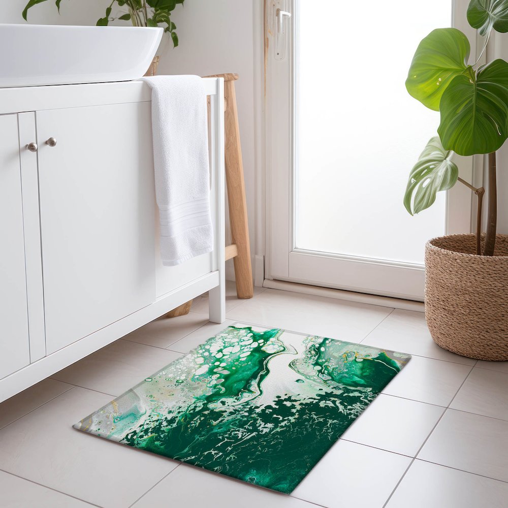 Premium Machine Washable Mayfield  Green 1'8" x 2'6" Rug. Picture 5