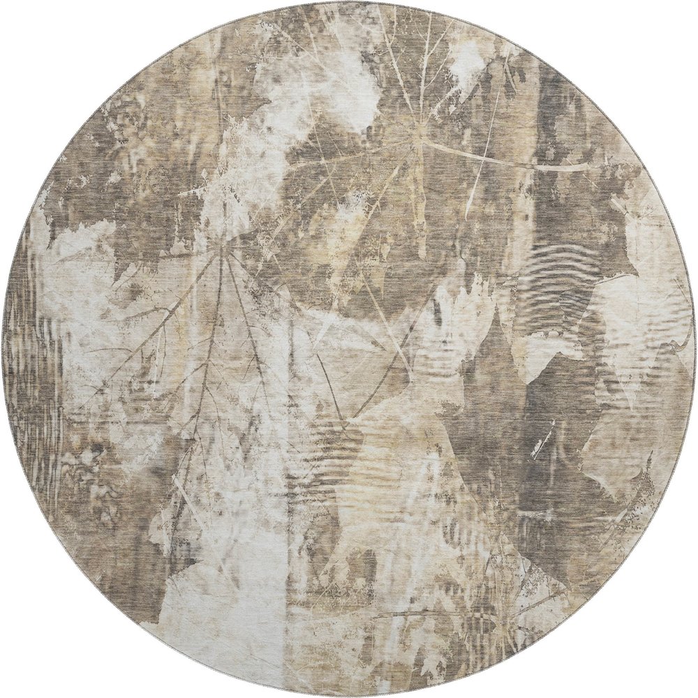 Premium Machine Washable Mayfield  Beige 8' x 8' Round Rug. Picture 1
