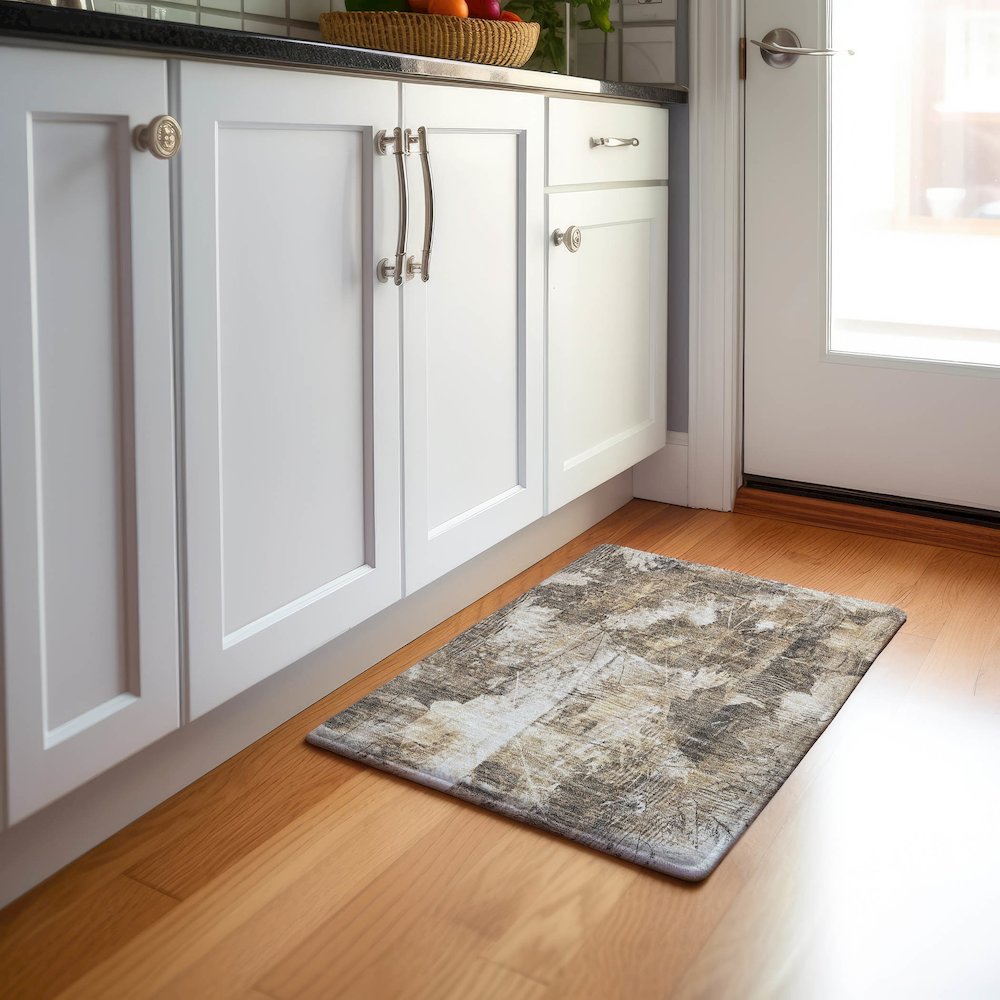 Premium Machine Washable Mayfield  Beige 1'8" x 2'6" Rug. Picture 5