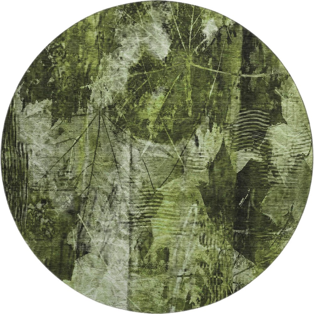 Premium Machine Washable Mayfield  Green 8' x 8' Round Rug. Picture 1