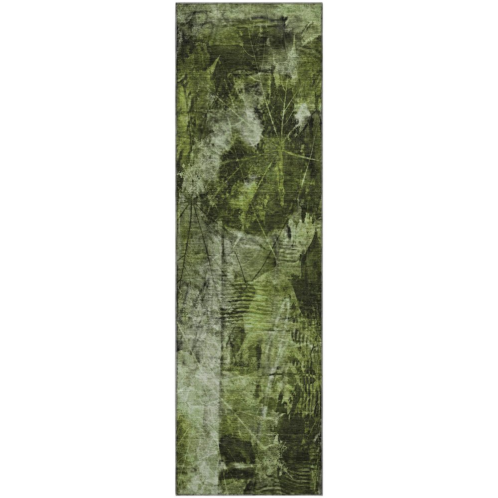 Premium Machine Washable Mayfield  Green 2'3" x 7'6" Runner Rug. Picture 1