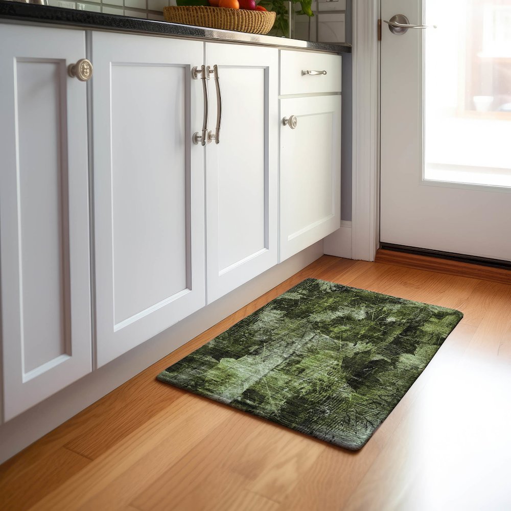 Premium Machine Washable Mayfield  Green 1'8" x 2'6" Rug. Picture 5