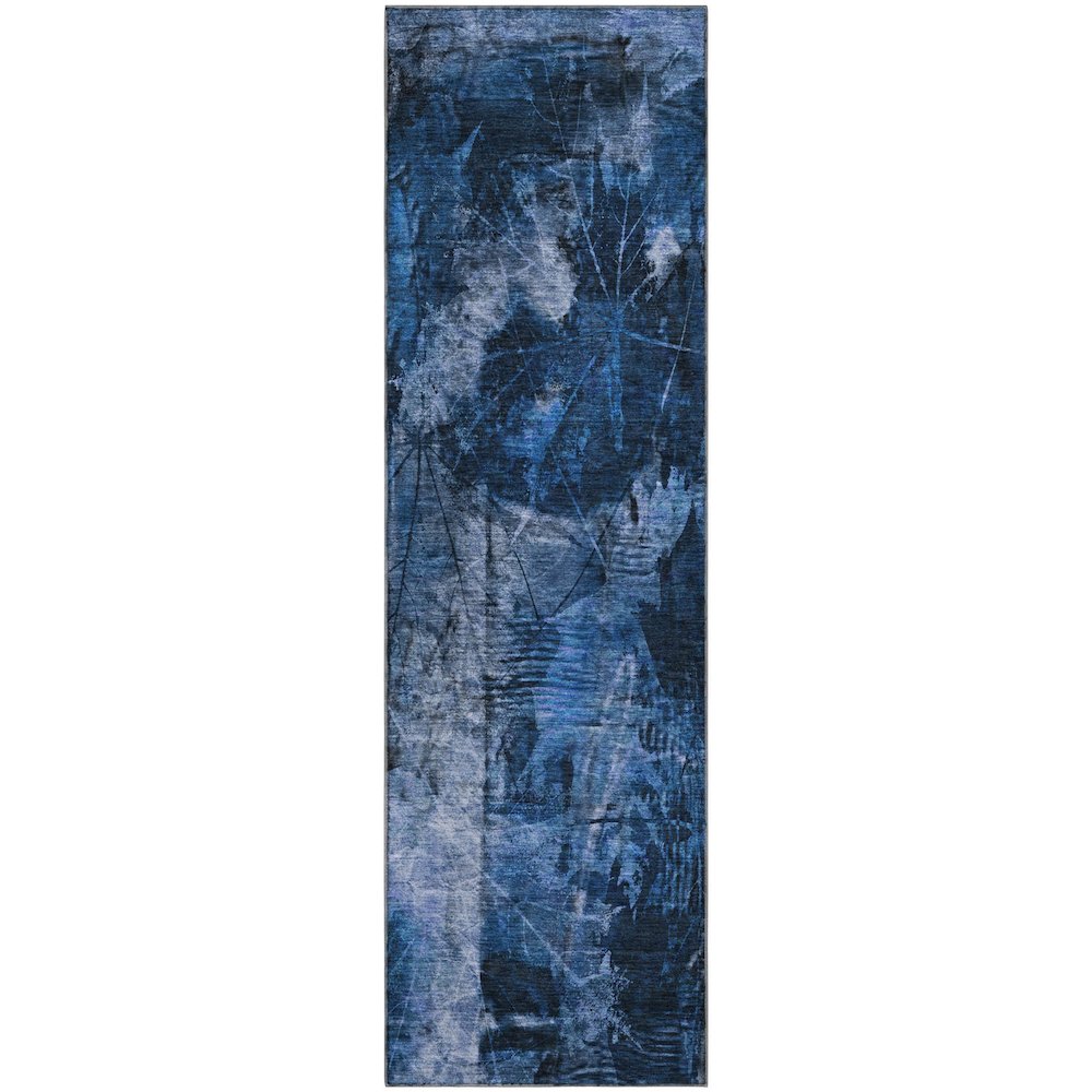 Premium Machine Washable Mayfield  Navy 2'3" x 7'6" Runner Rug. Picture 1