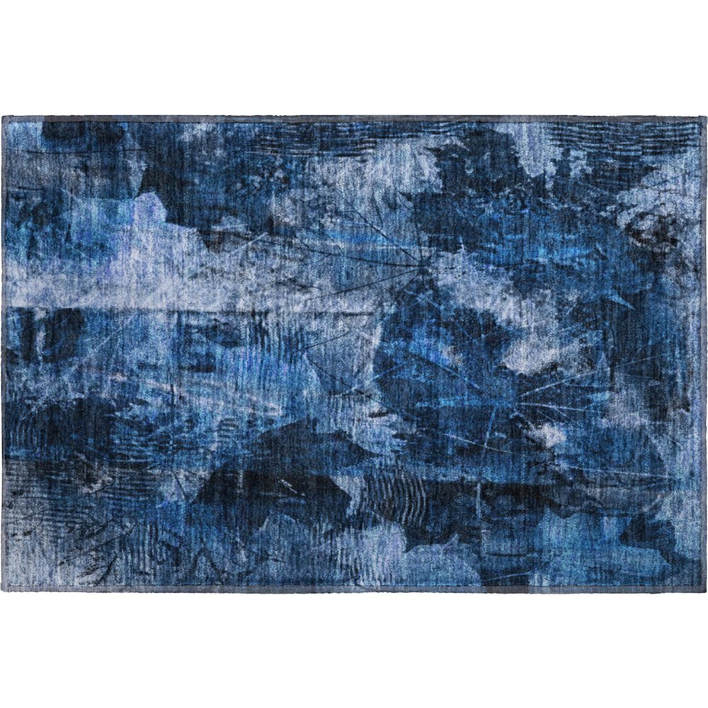 Premium Machine Washable Mayfield  Navy 1'8" x 2'6" Rug. Picture 1