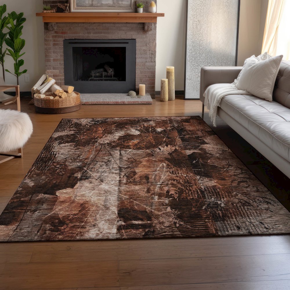 Premium Machine Washable Mayfield  Paprika 2'6" x 3'10" Rug. Picture 6