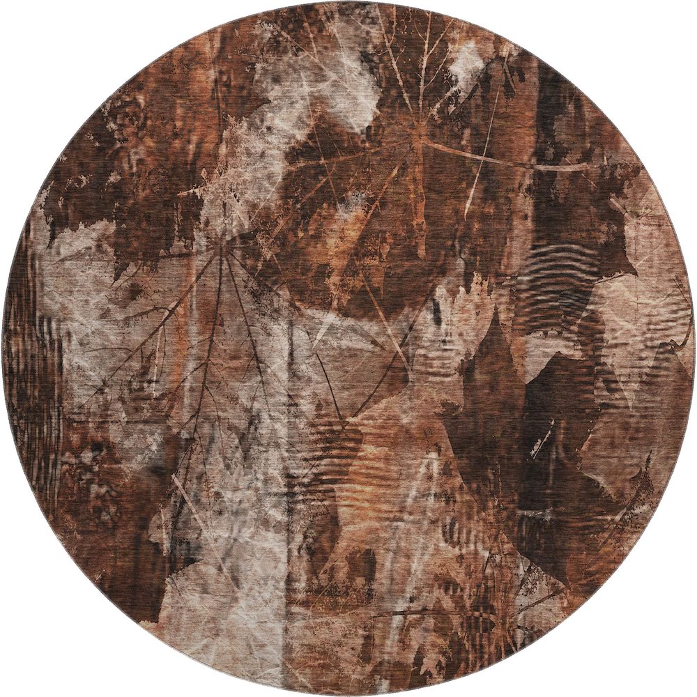 Premium Machine Washable Mayfield  Paprika 8' x 8' Round Rug. Picture 1