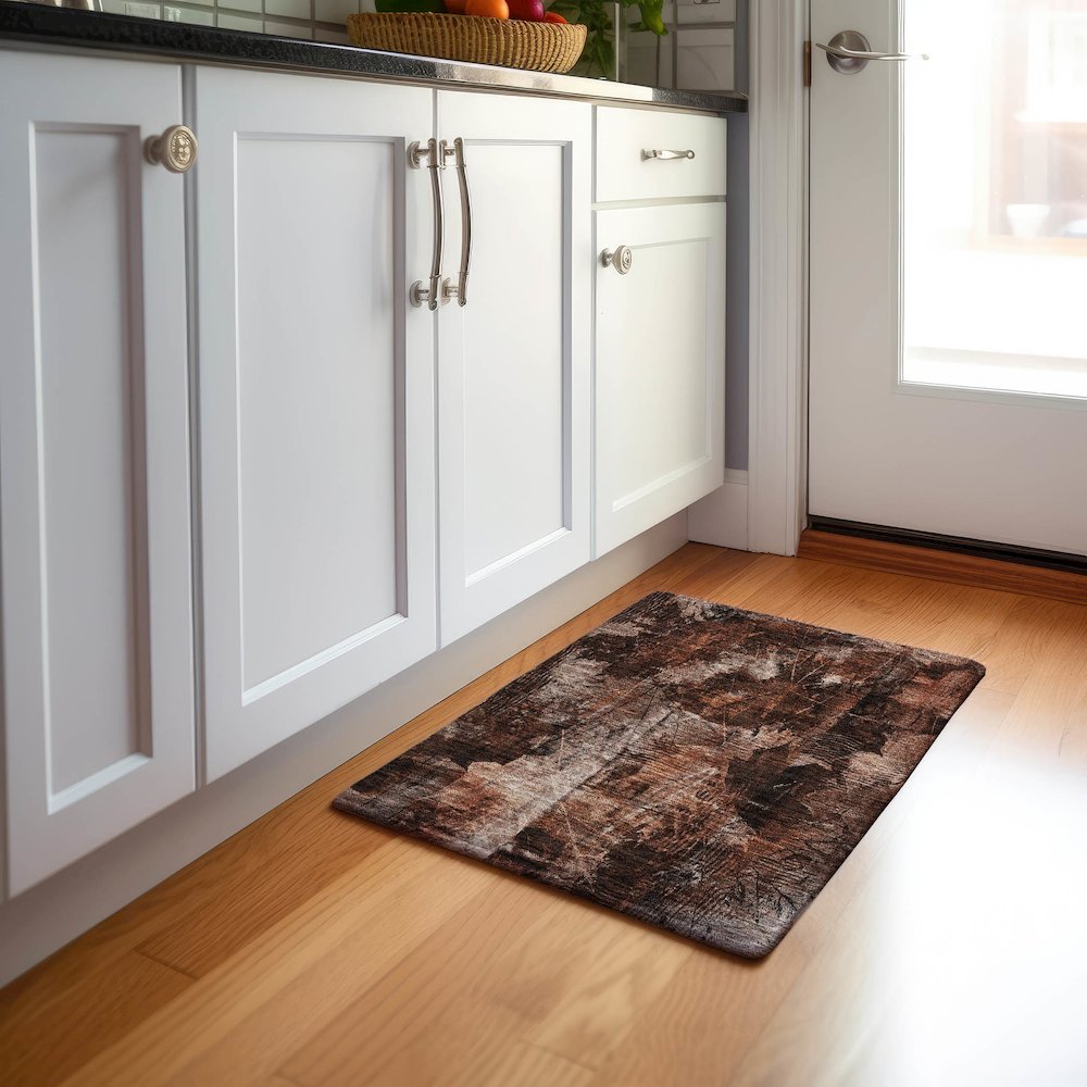 Premium Machine Washable Mayfield  Paprika 1'8" x 2'6" Rug. Picture 5