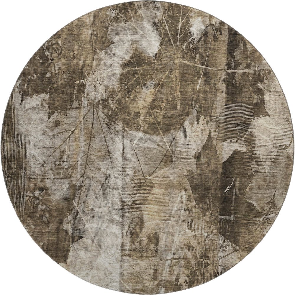 Premium Machine Washable Mayfield  Taupe 8' x 8' Round Rug. Picture 1