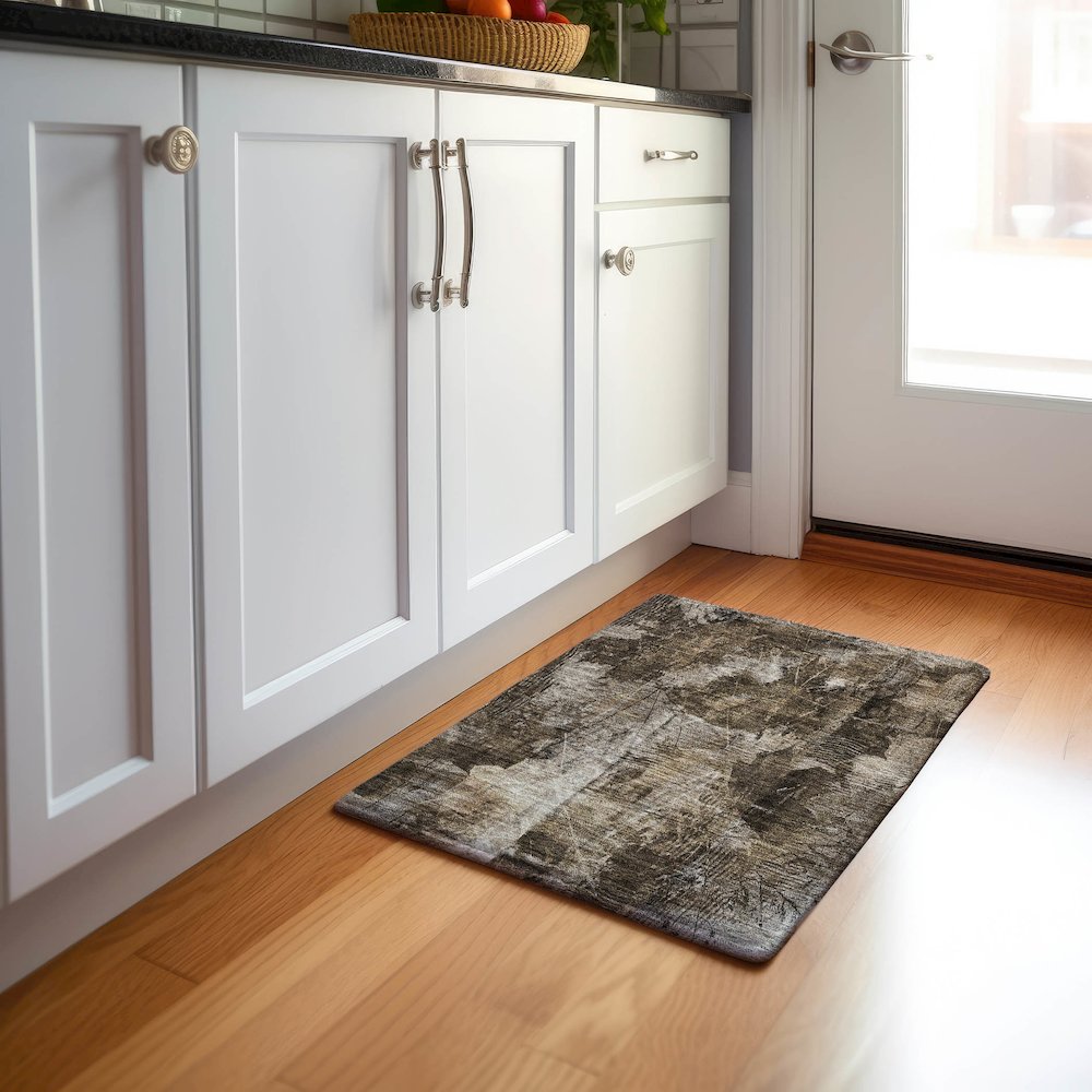 Premium Machine Washable Mayfield  Taupe 1'8" x 2'6" Rug. Picture 5