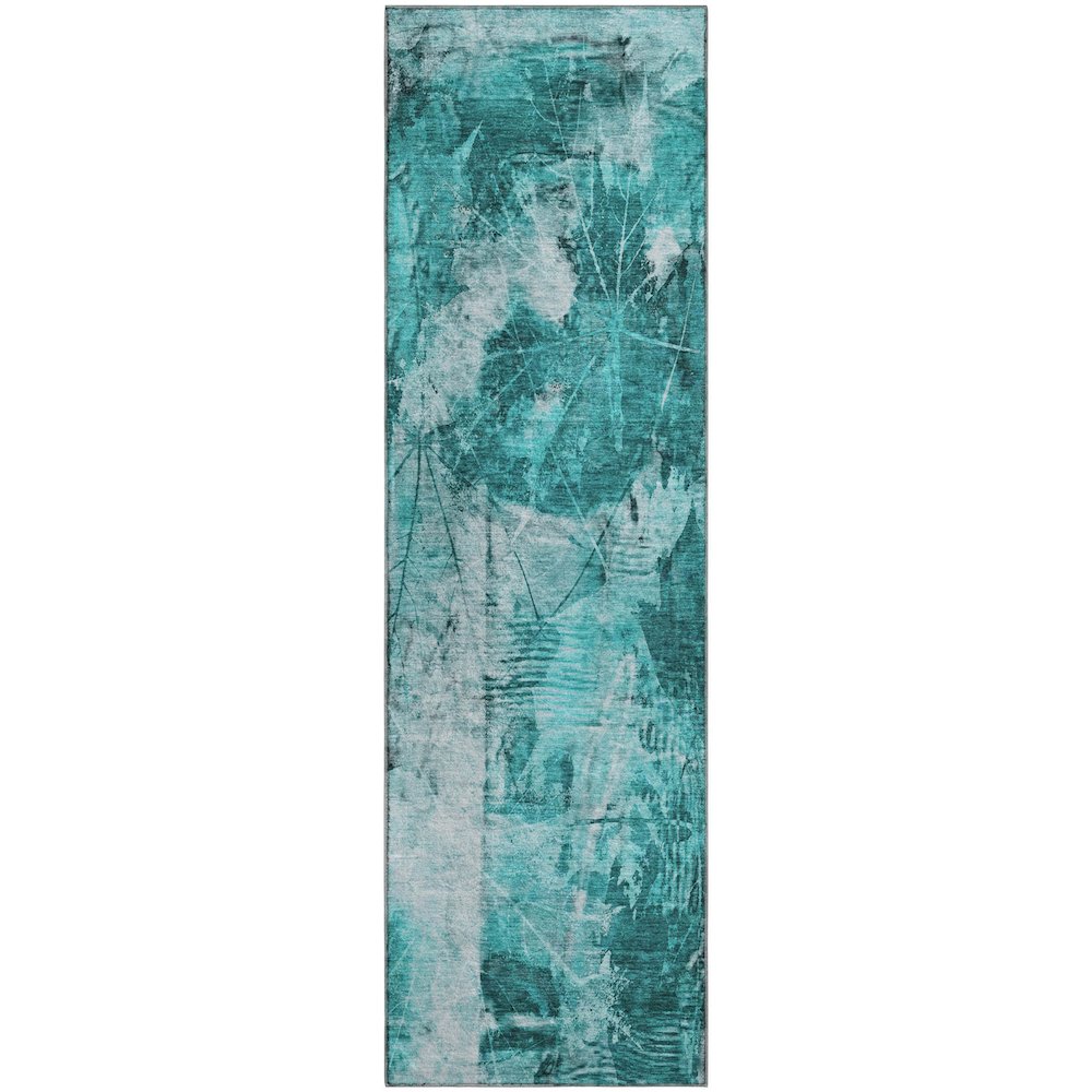 Premium Machine Washable Mayfield  Teal 2'3" x 7'6" Runner Rug. Picture 1