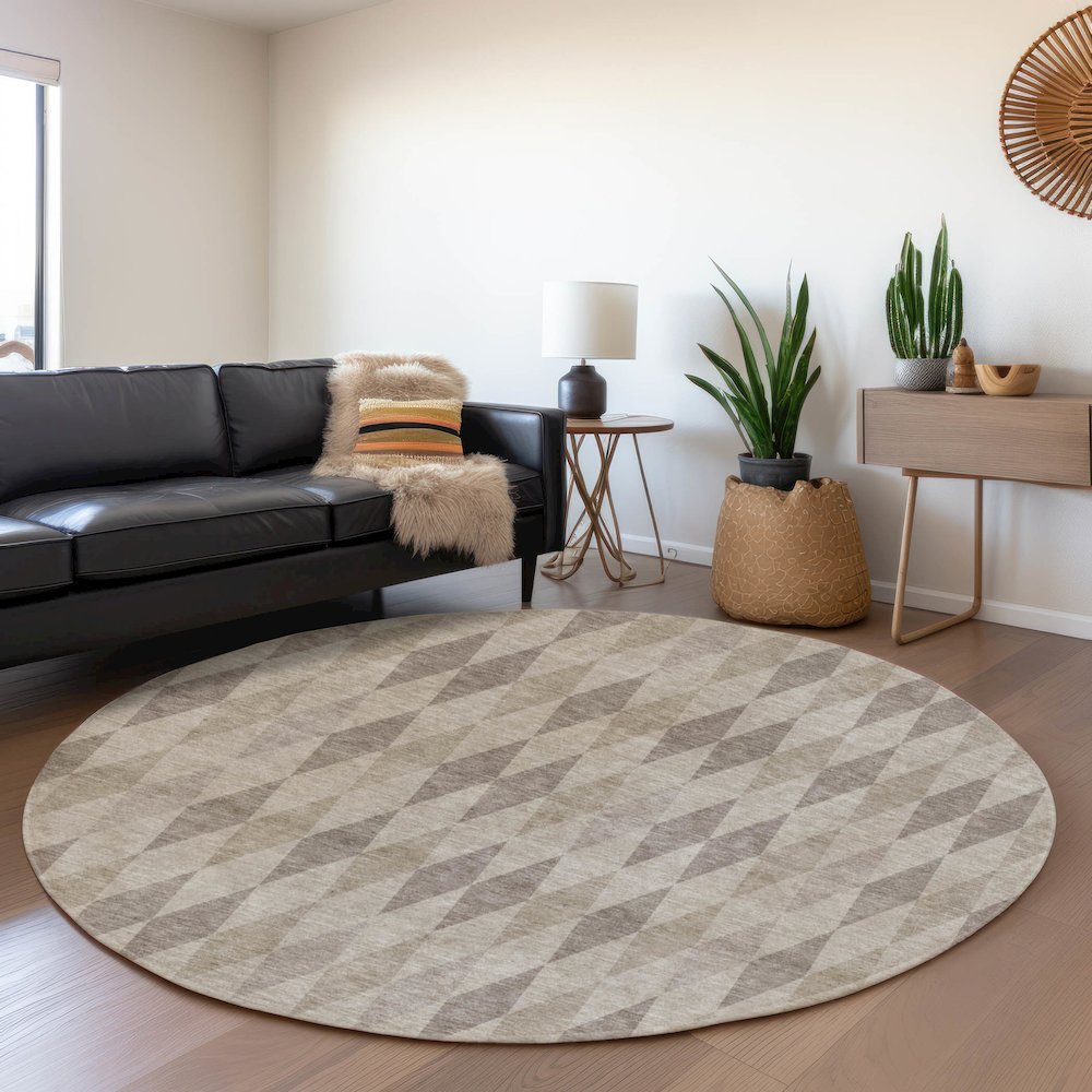 Premium Machine Washable Mayfield  Beige 8' x 8' Round Rug. Picture 5