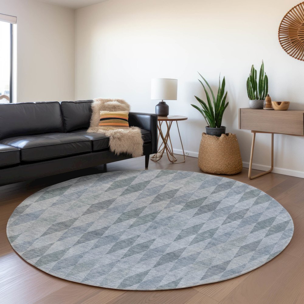 Premium Machine Washable Mayfield  Denim 8' x 8' Round Rug. Picture 5