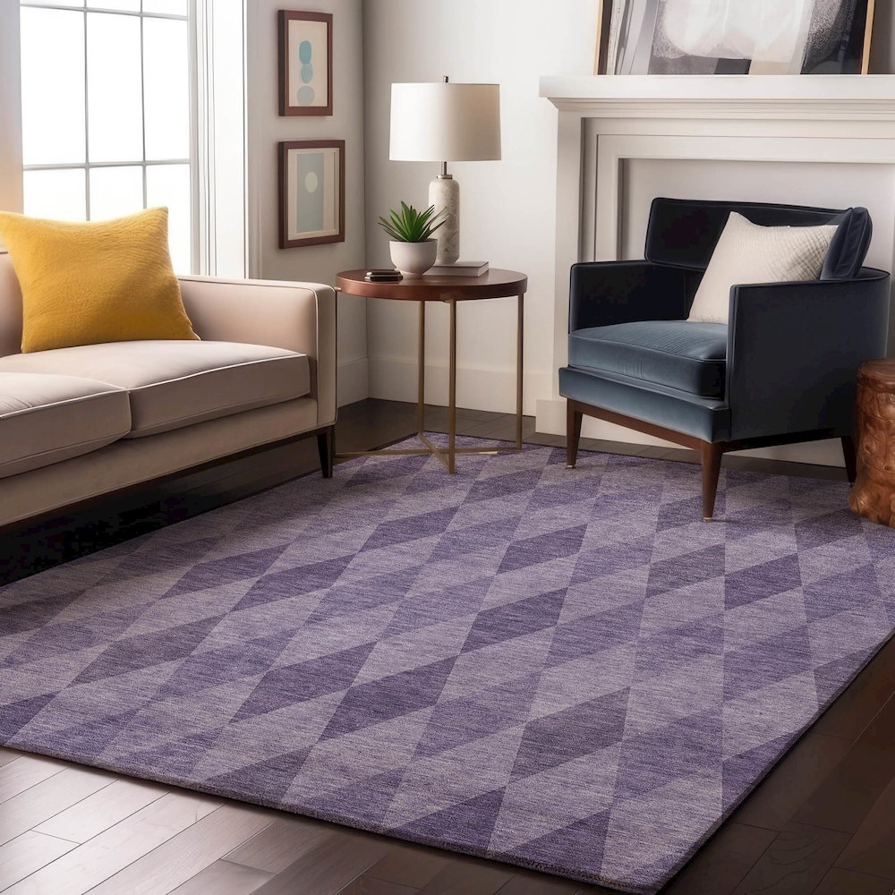 Premium Machine Washable Mayfield  Purple 2'6" x 3'10" Rug. Picture 5