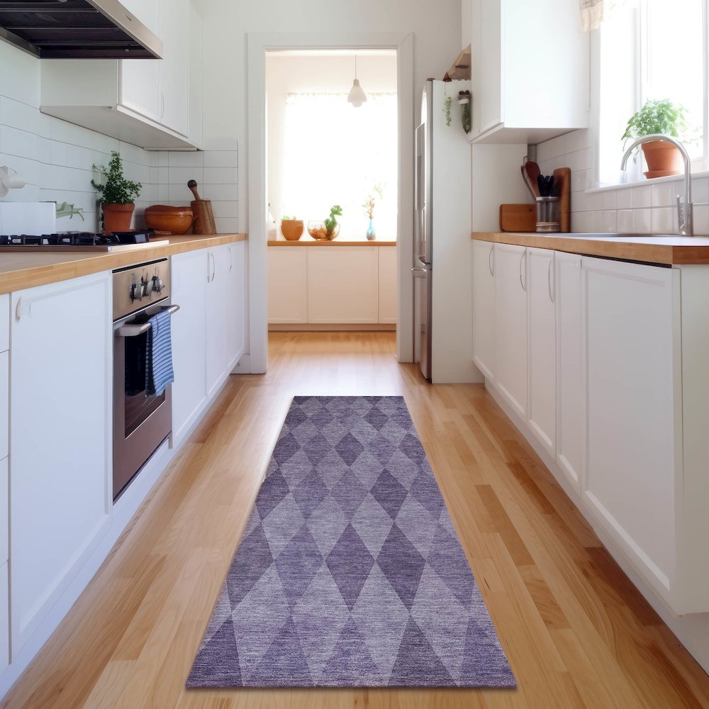 Premium Machine Washable Mayfield  Purple 2'3" x 7'6" Runner Rug. Picture 5