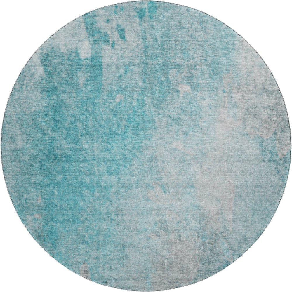 Premium Machine Washable Mayfield  Teal 8' x 8' Round Rug. Picture 1