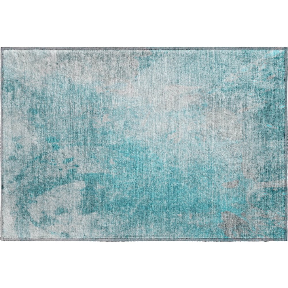 Premium Machine Washable Mayfield  Teal 1'8" x 2'6" Rug. Picture 1