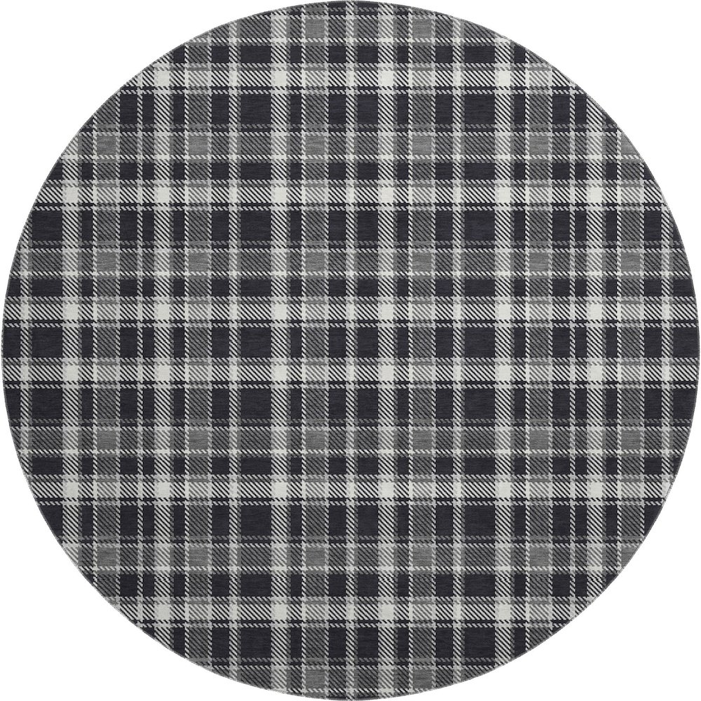 Premium Machine Washable Mayfield  Black 8' x 8' Round Rug. Picture 1